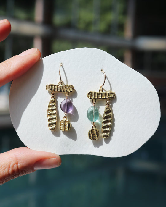 Mosaic Earrings with Fluorite