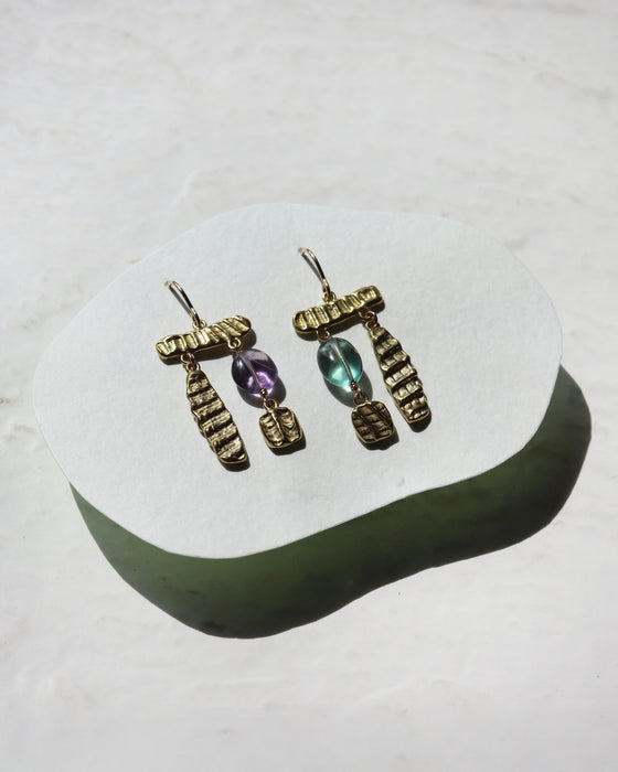 Mosaic Earrings with Fluorite