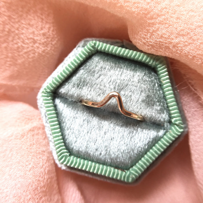 Faceted Mini Peak Wedding Band