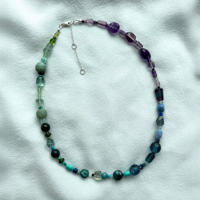 Purple to Green Ombre Gemstone Necklace
