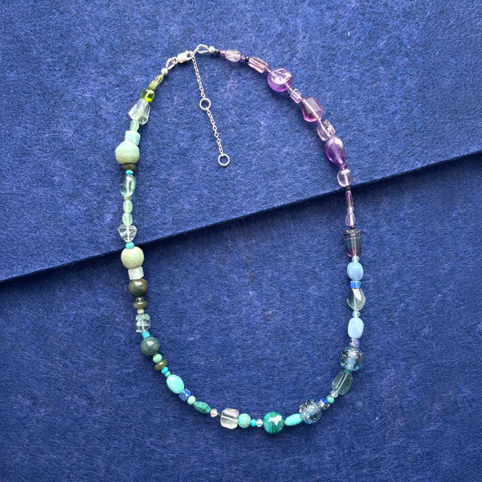 Purple to Green Ombre Gemstone Necklace