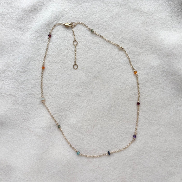 Rainbow Gemstone Station Necklace