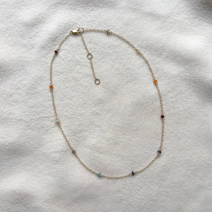 Rainbow Gemstone Station Necklace