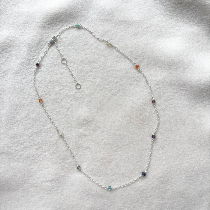 Rainbow Gemstone Station Necklace