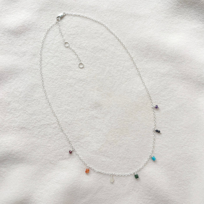 Rainbow Gemstone Fringe Necklace