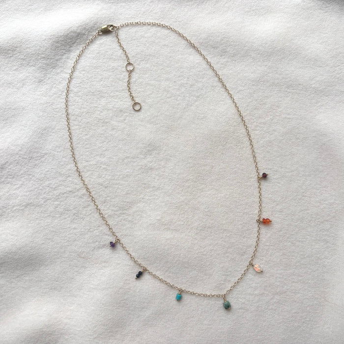 Rainbow Gemstone Fringe Necklace