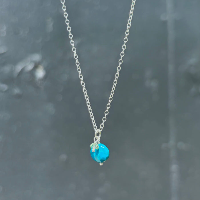Chrysocolla & Green Amethyst Gemstone Duo Necklace -  Sterling Silver