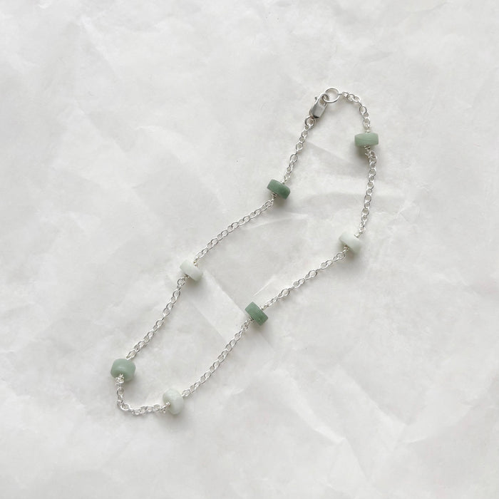 Moonbeam Anklet with Green Jade