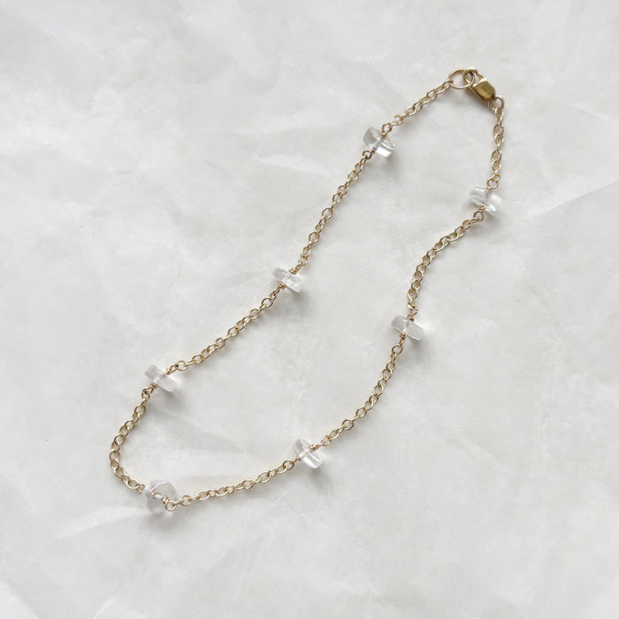 Moonbeam Anklet with Clear Quartz