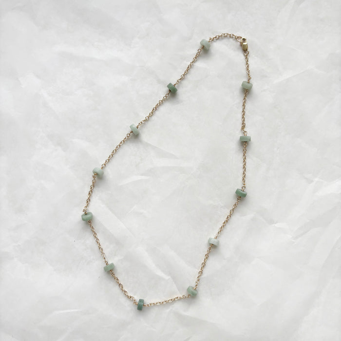 Moonbeam Necklace with Green Jade