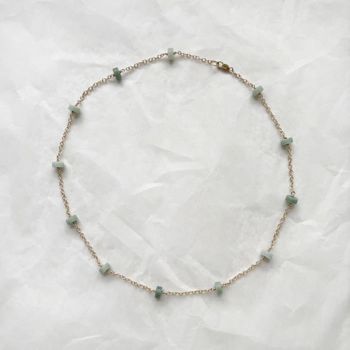 Moonbeam Necklace with Green Jade