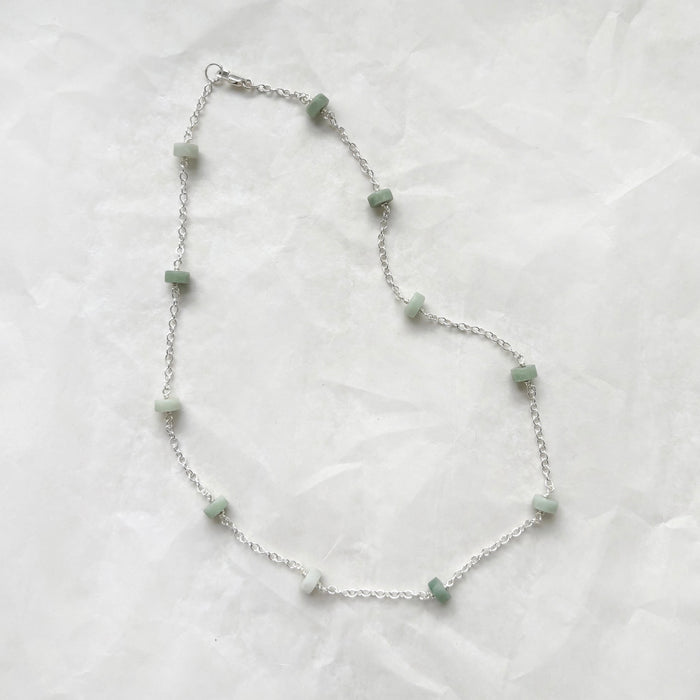 Moonbeam Necklace with Green Jade