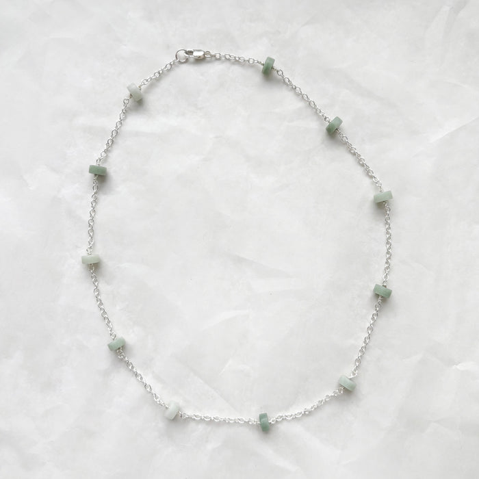 Moonbeam Necklace with Green Jade