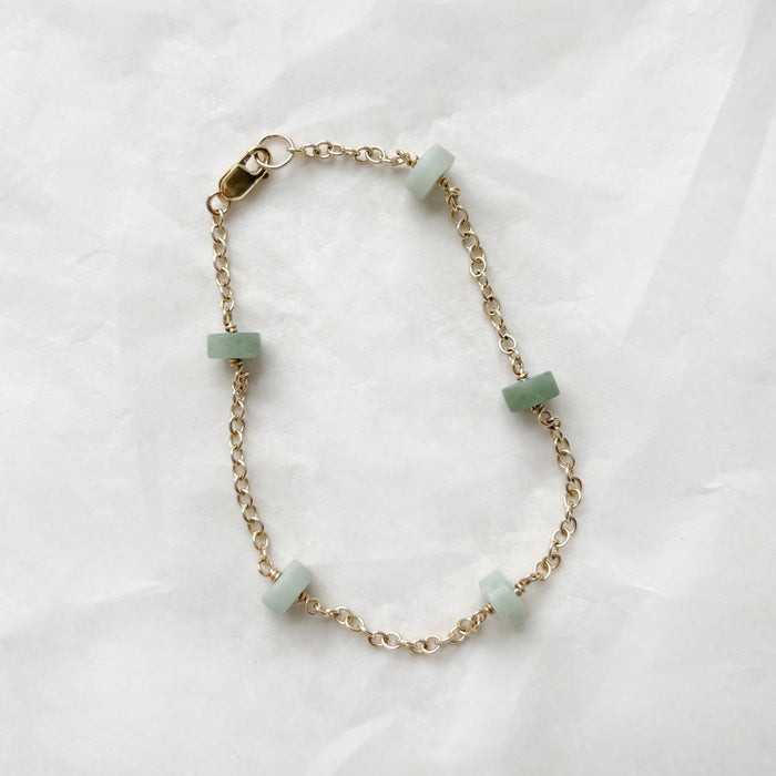 Moonbeam Bracelet with Green Jade