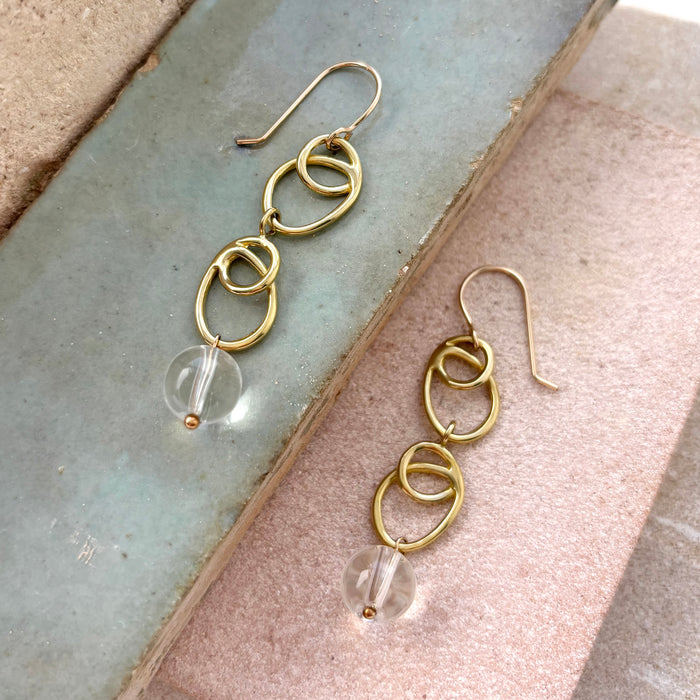 Sunlight Earrings with Crystal Quartz Drop