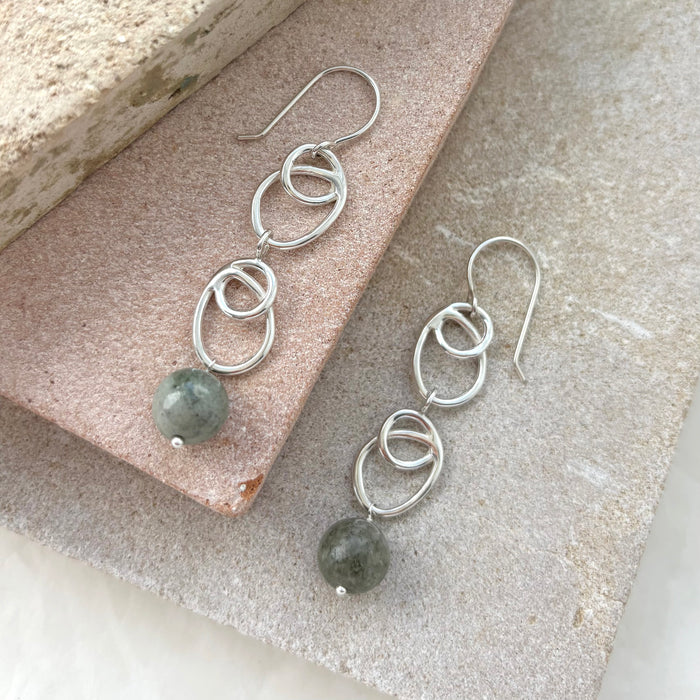 Sunlight Earrings with Jade Drop
