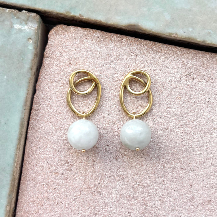 Halo Earrings with Jade Drop