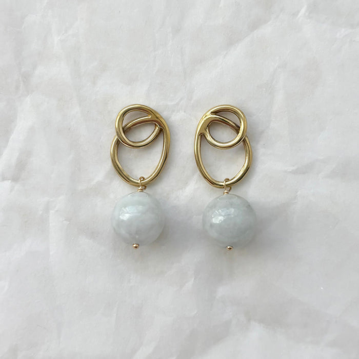 Halo Earrings with Jade Drop