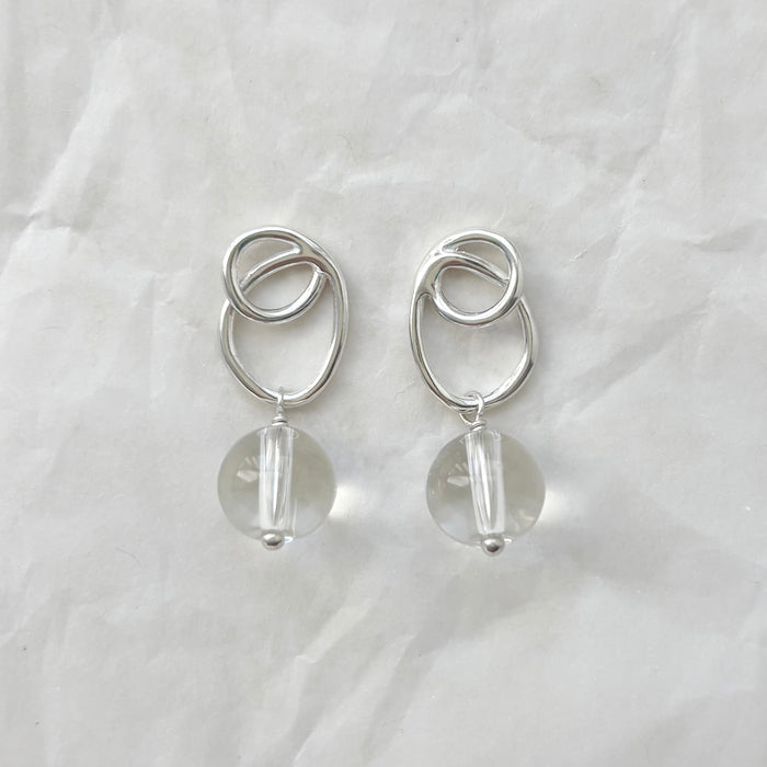 Halo Earrings with Crystal Quartz Drop