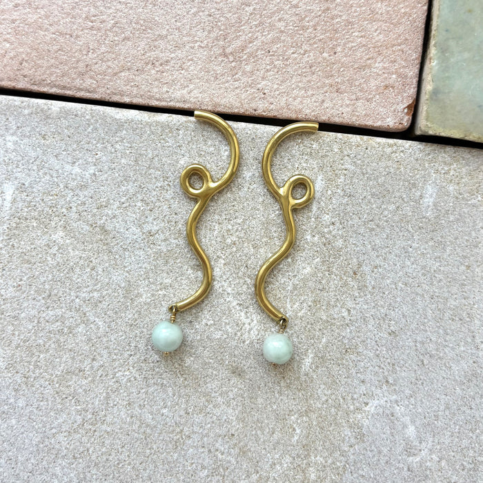 Selene Earrings with Jade Drop