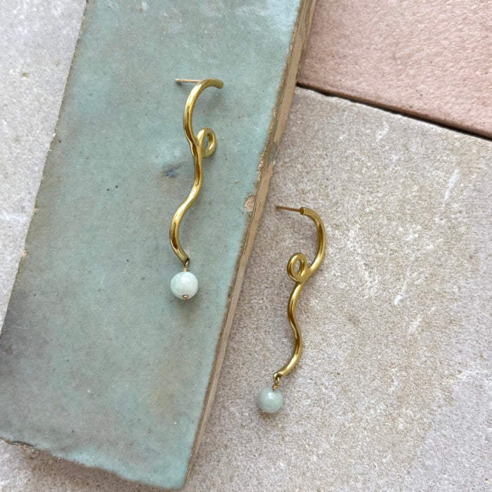 Selene Earrings with Jade Drop