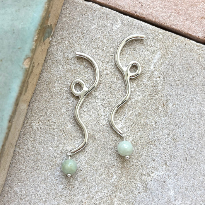 Selene Earrings with Jade Drop