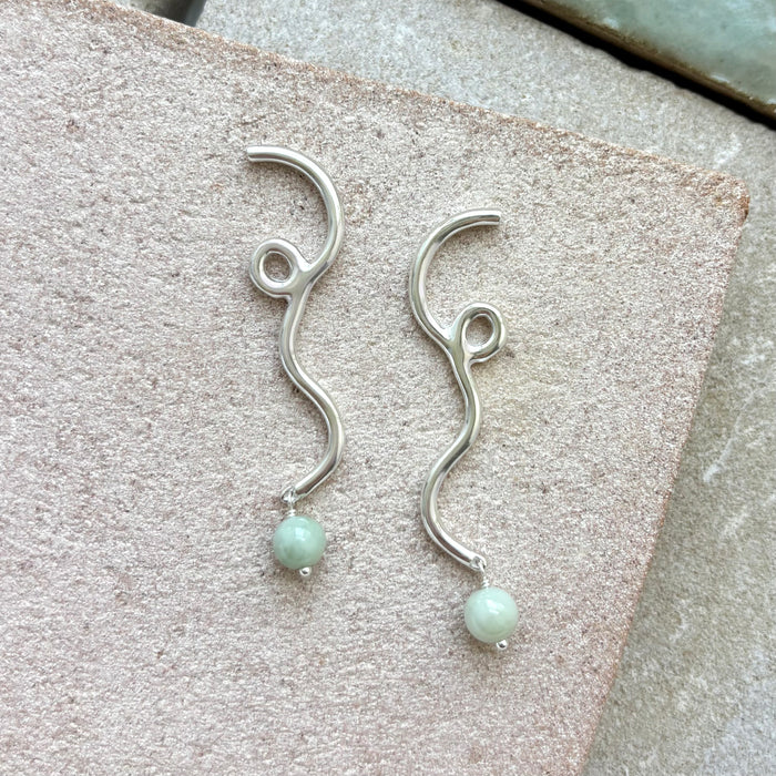 Selene Earrings with Jade Drop