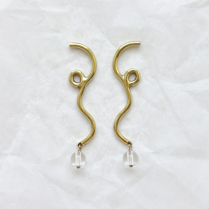 Selene Earrings with Clear Quartz Drop