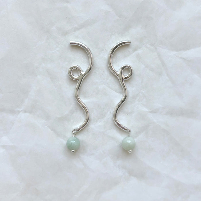 Selene Earrings with Jade Drop