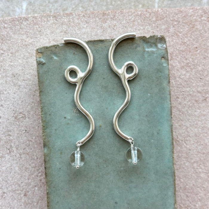 Selene Earrings with Clear Quartz Drop