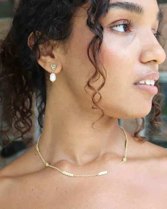 Element Earrings with White Pearl