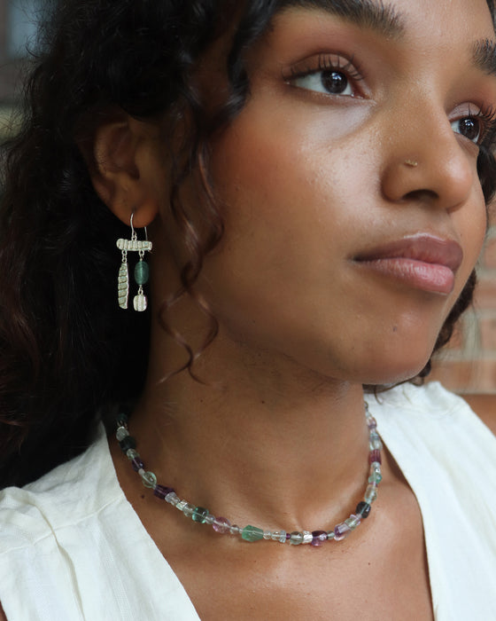 Mosaic Earrings with Fluorite