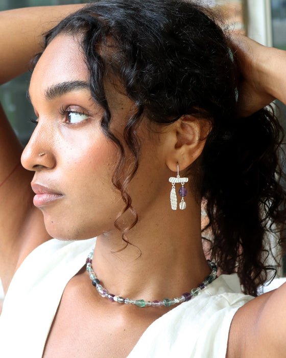 Mosaic Earrings with Fluorite
