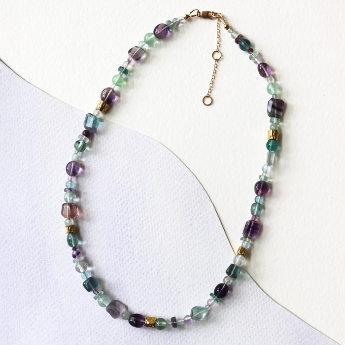 Mosaic necklace with fluorite by goldeluxe