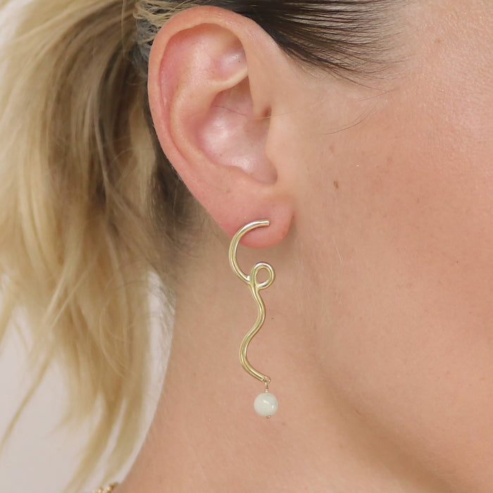 Selene Earrings with Jade Drop