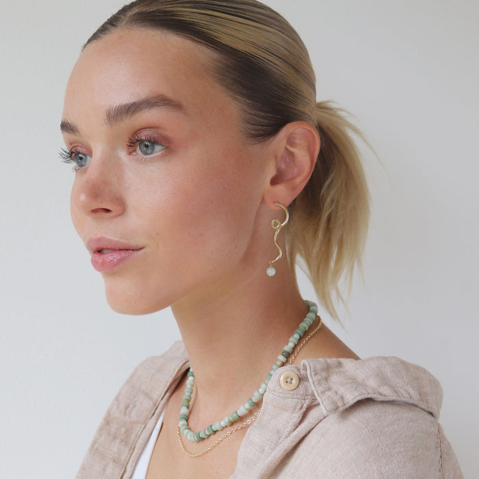 Selene Earrings with Jade Drop