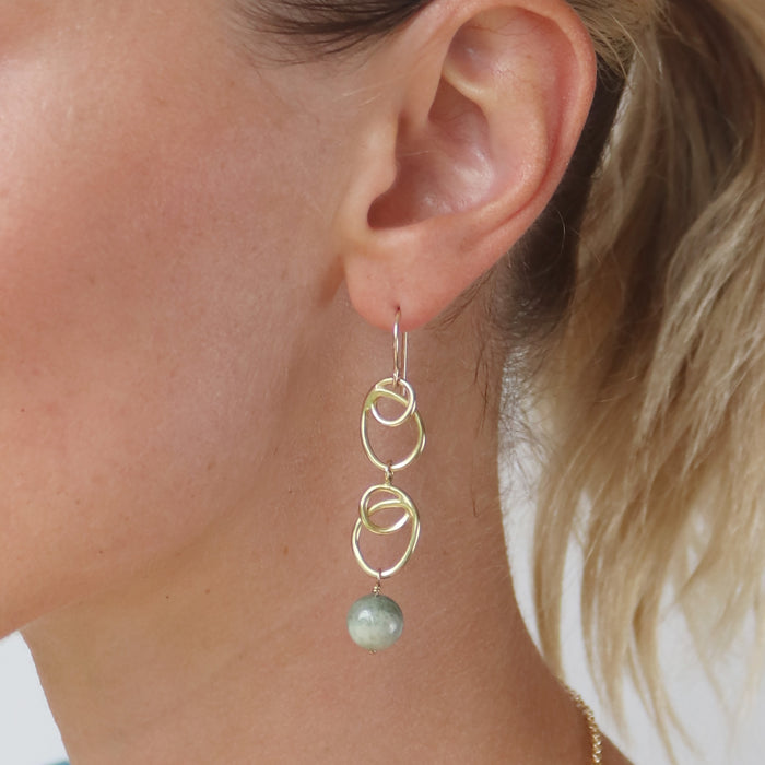 Sunlight Earrings with Jade Drop