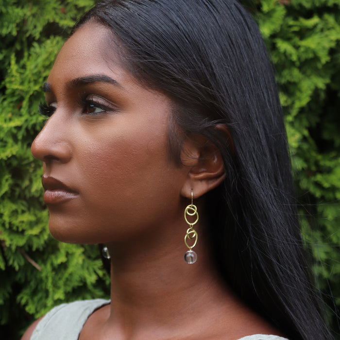 Sunlight Earrings with Crystal Quartz Drop