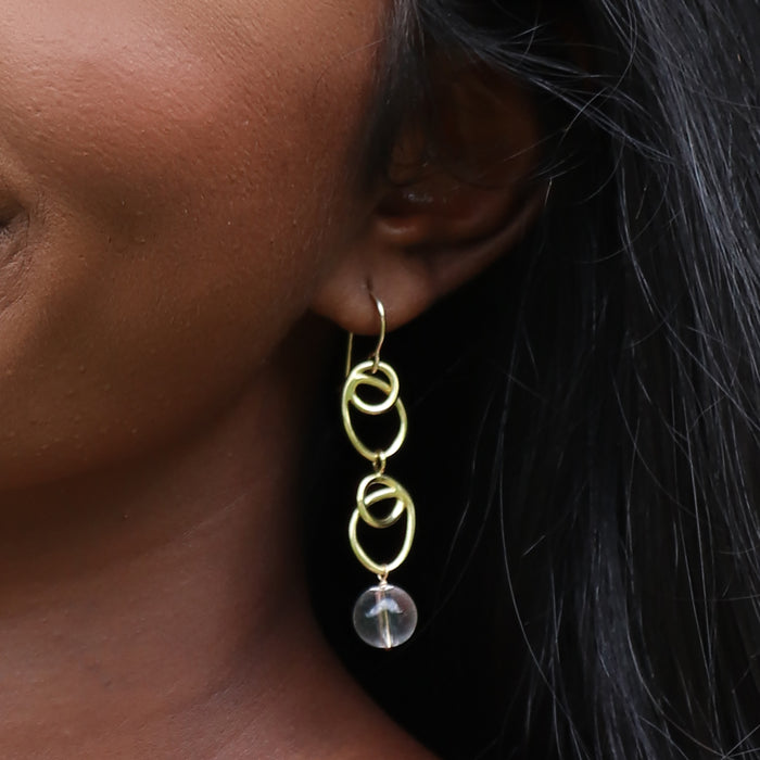 Sunlight Earrings with Crystal Quartz Drop
