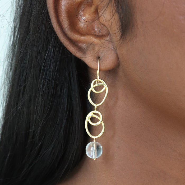Sunlight Earrings with Crystal Quartz Drop