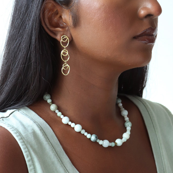 Bubble Necklace with Green Jade