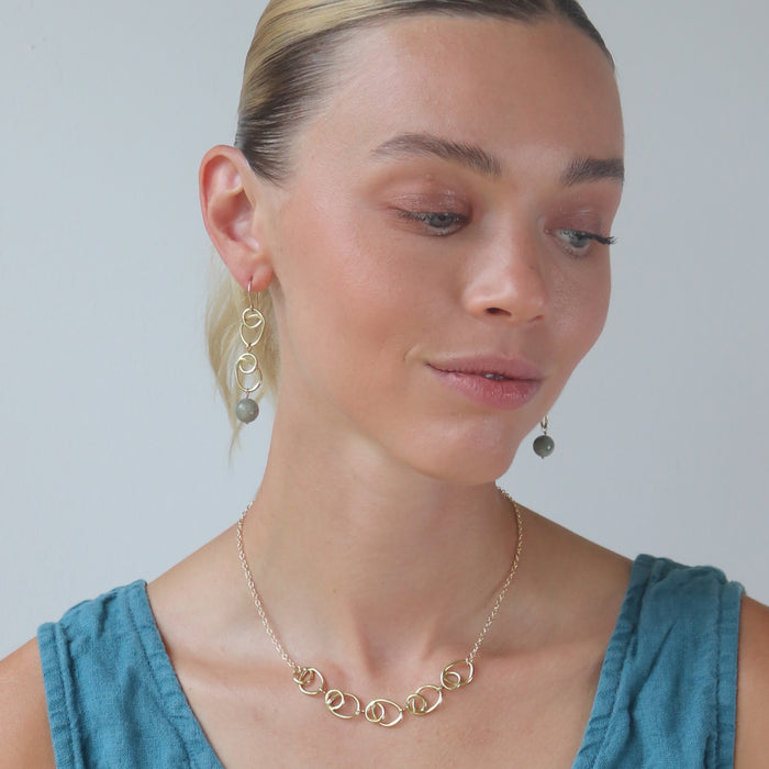 Sunlight Earrings with Jade Drop