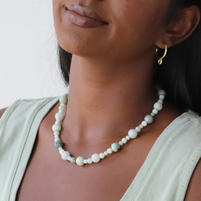 Bubble Necklace with Green Jade