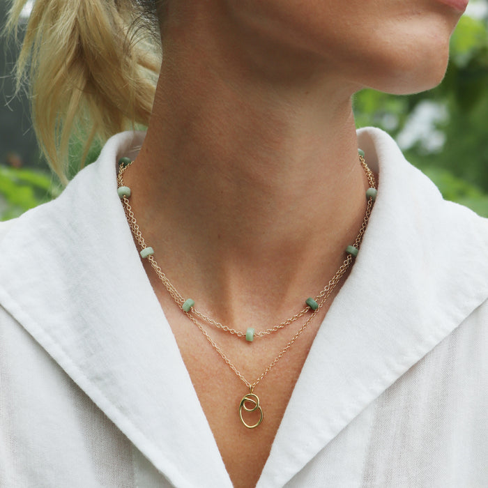 Moonbeam Necklace with Green Jade