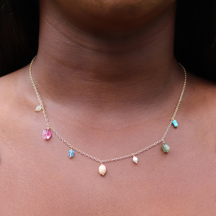 Custom Gemstone Fringe Necklace
