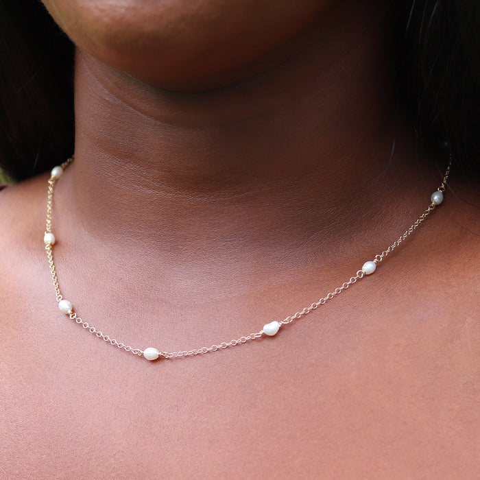 Baroque Pearl Station Necklace