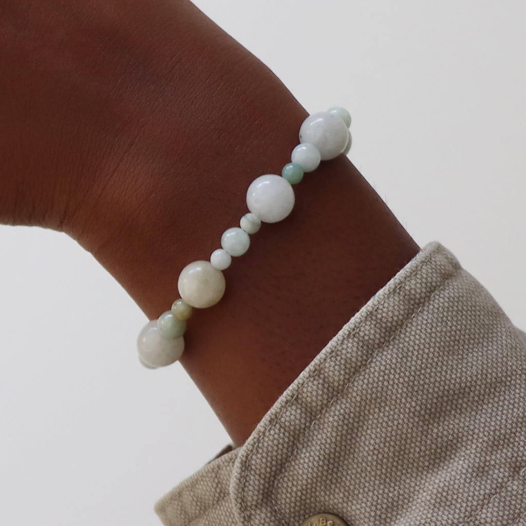 Bubble Bracelet with Green Jade– Goldeluxe