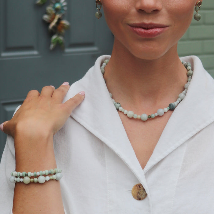 Bubble Necklace with Green Jade