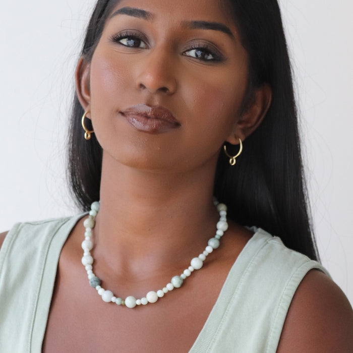 Bubble Necklace with Green Jade