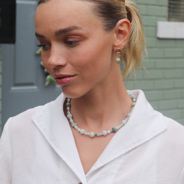 Bubble Necklace with Green Jade